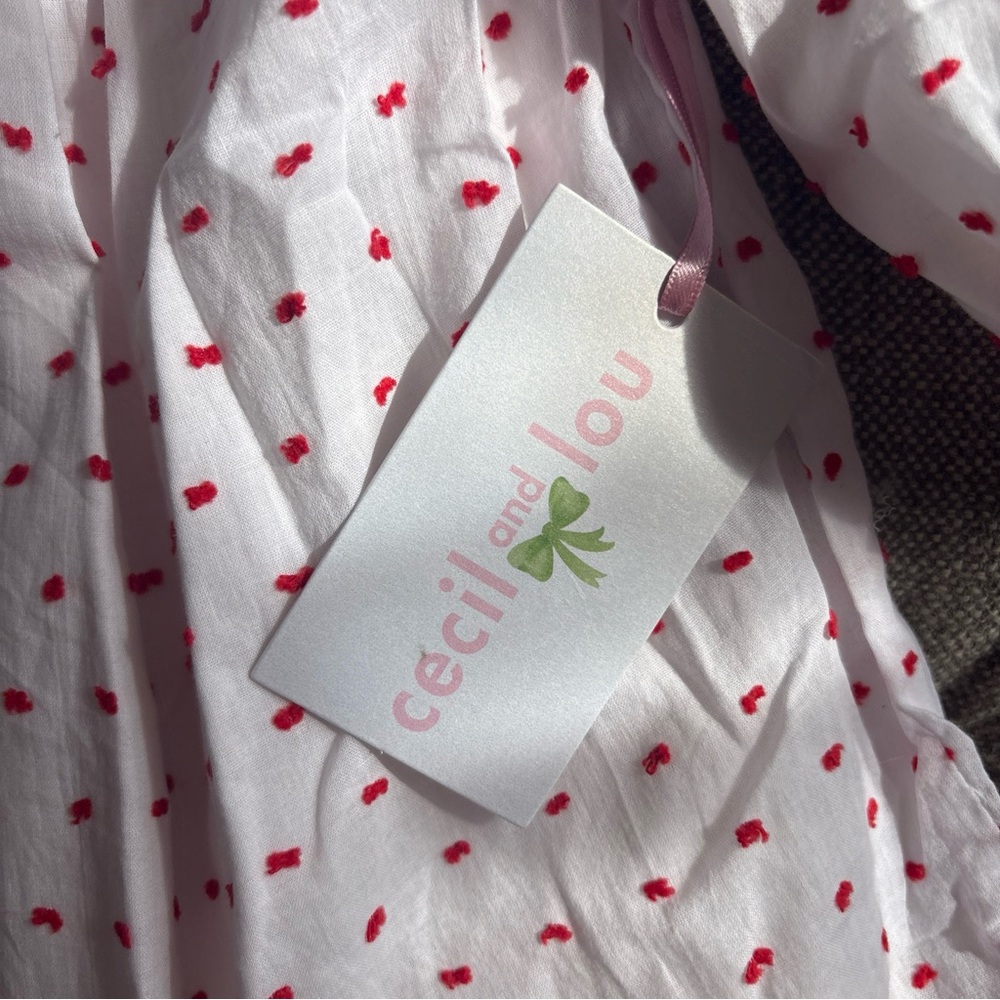 Cecil & Lou Smocked Dress Swiss Dot Lined Merry Christmas Cotton 3T - Picture 3 of 6